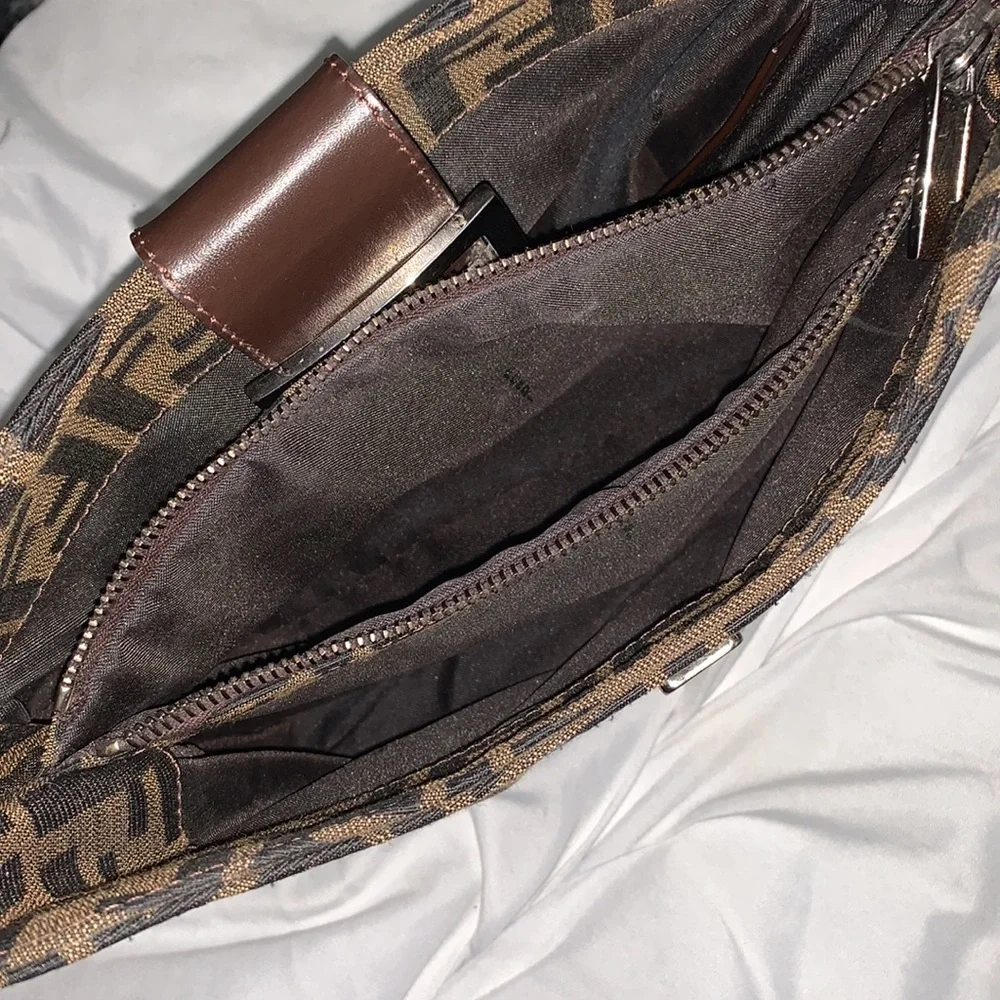 Fendi Zucca Canvas Baguette Shoulder Hobo Bag